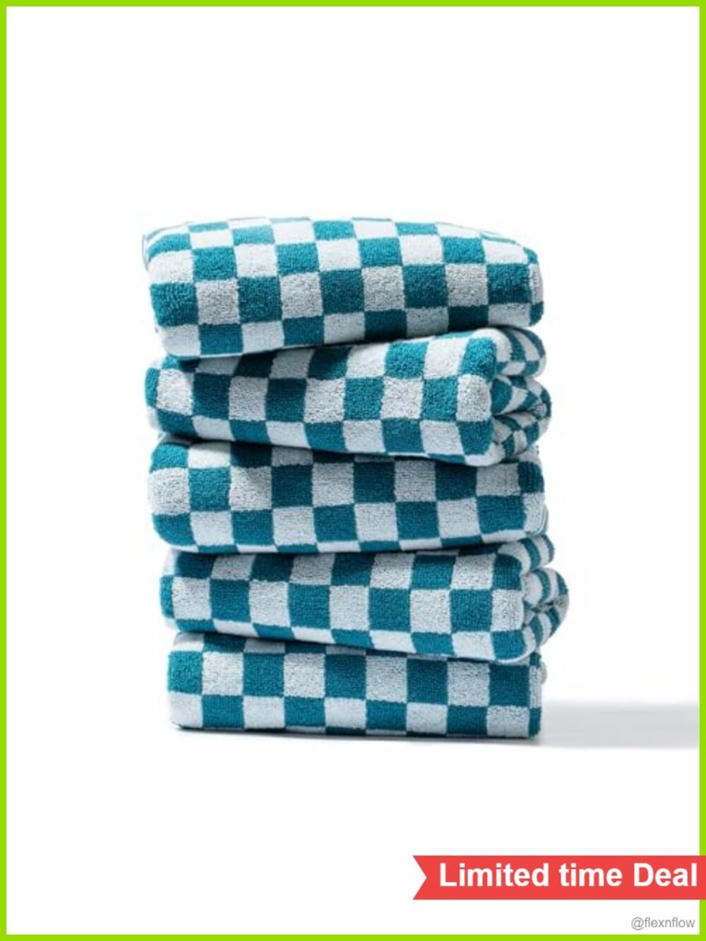 5 Pack Cotton Hand Towels Soft Absorbent Checkered Bathroom Gym Spa